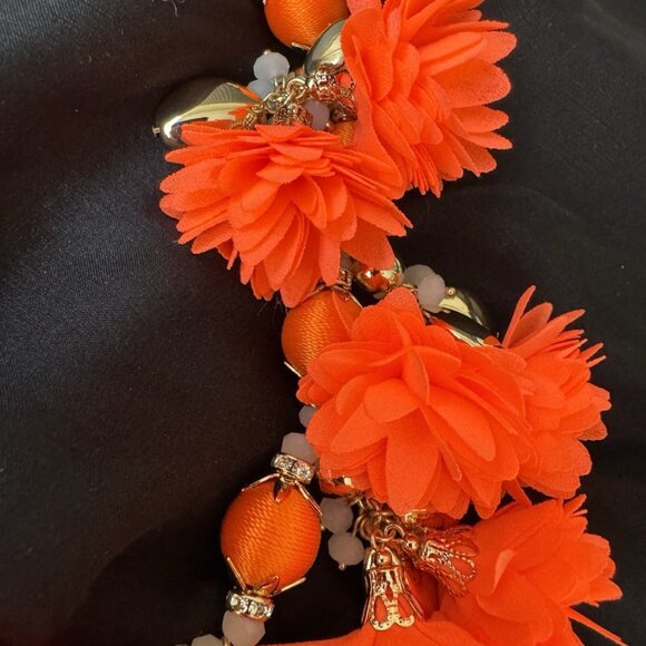 2 PC Lilly Pulitzer Orange Floral Statement Necklace Earring SET NEW - Picture 12 of 16
